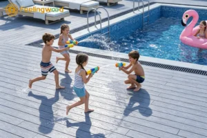 Modern swimming pool decking