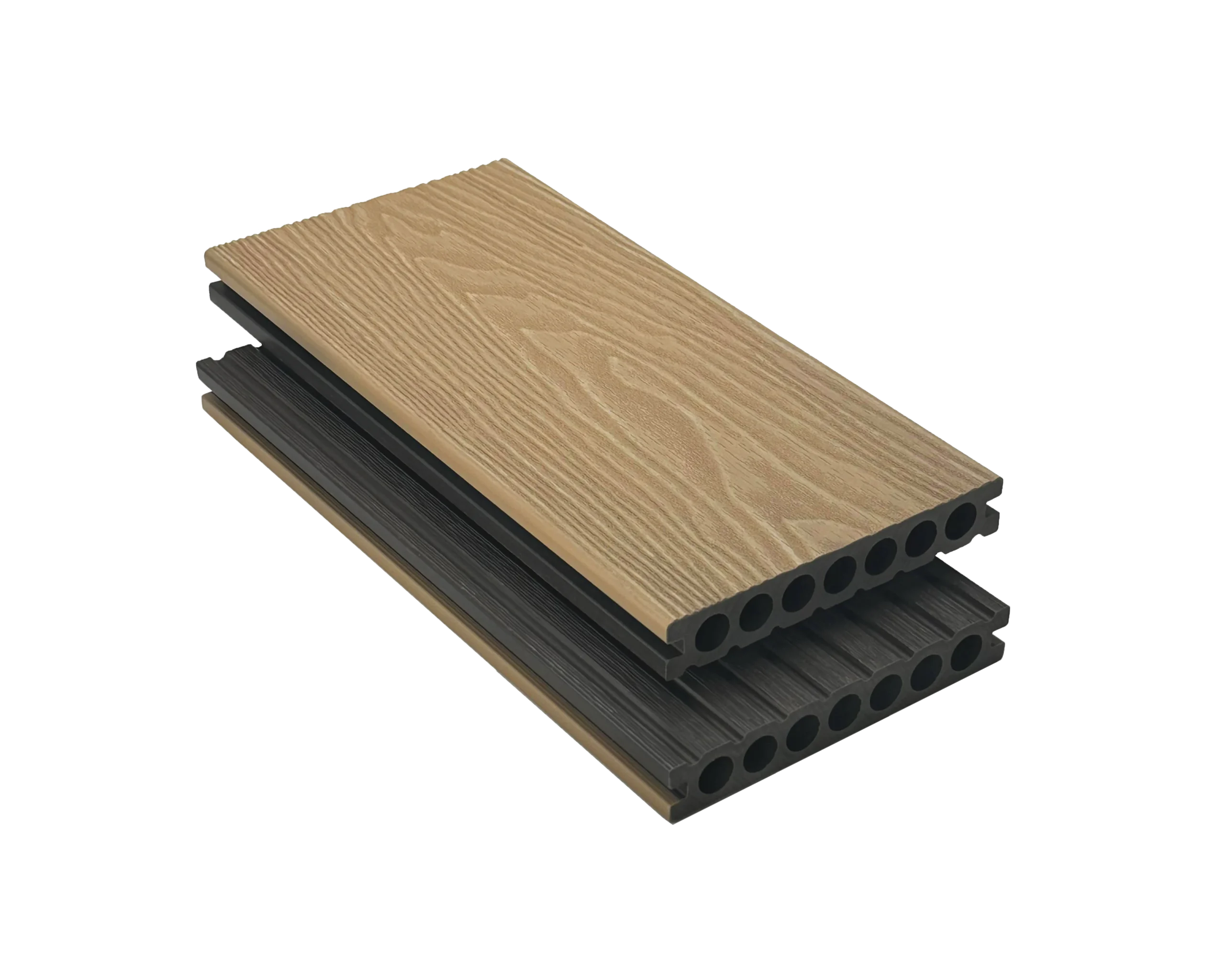 Semi-co-extruded round hole decking
